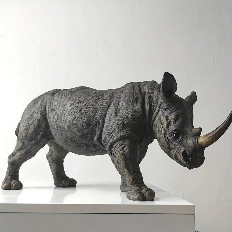 Rhinoceros Statue - Handcrafted Metal 20.5 Inches by House Of Avana