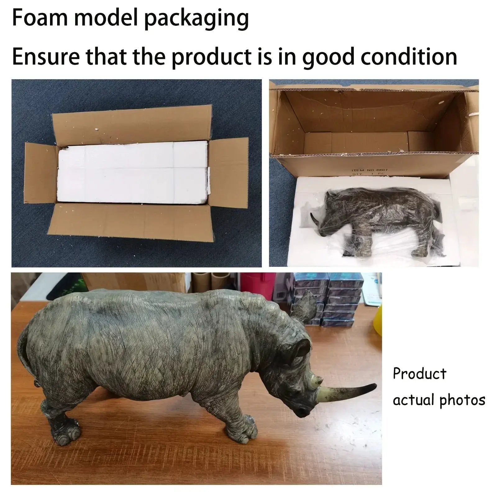 Rhinoceros Statue - Handcrafted Metal 20.5 Inches by House Of Avana