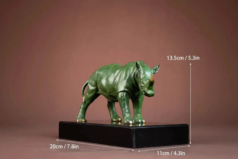 Luxury Green Rhinoceros Statue Decorative Animal Sculpture for Home & Office Decor by House Of Avana