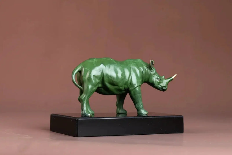 Luxury Green Rhinoceros Statue Decorative Animal Sculpture for Home & Office Decor by House Of Avana