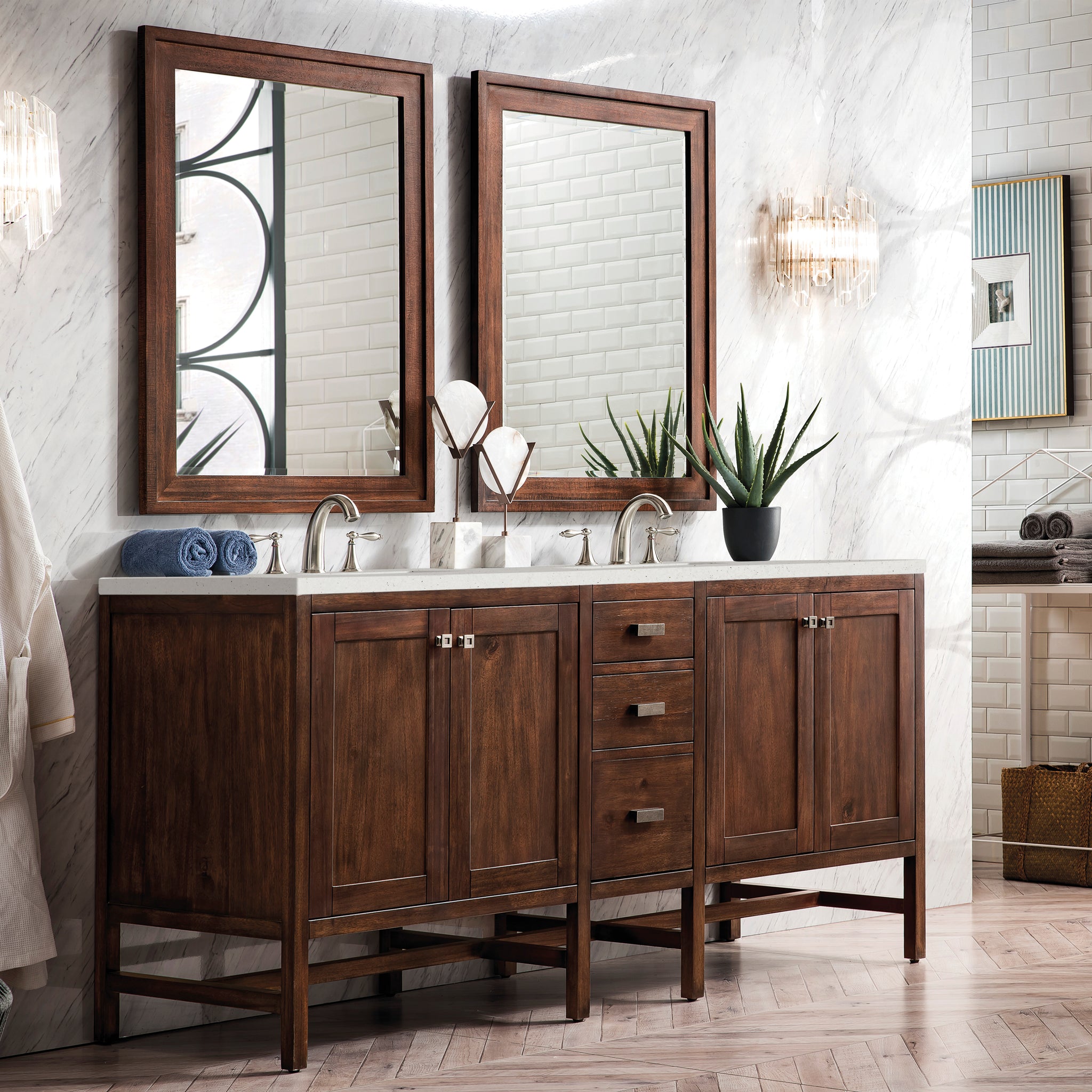 James Martin Addison 72" Double Bathroom Vanity, Mid-Century Acacia, view 18