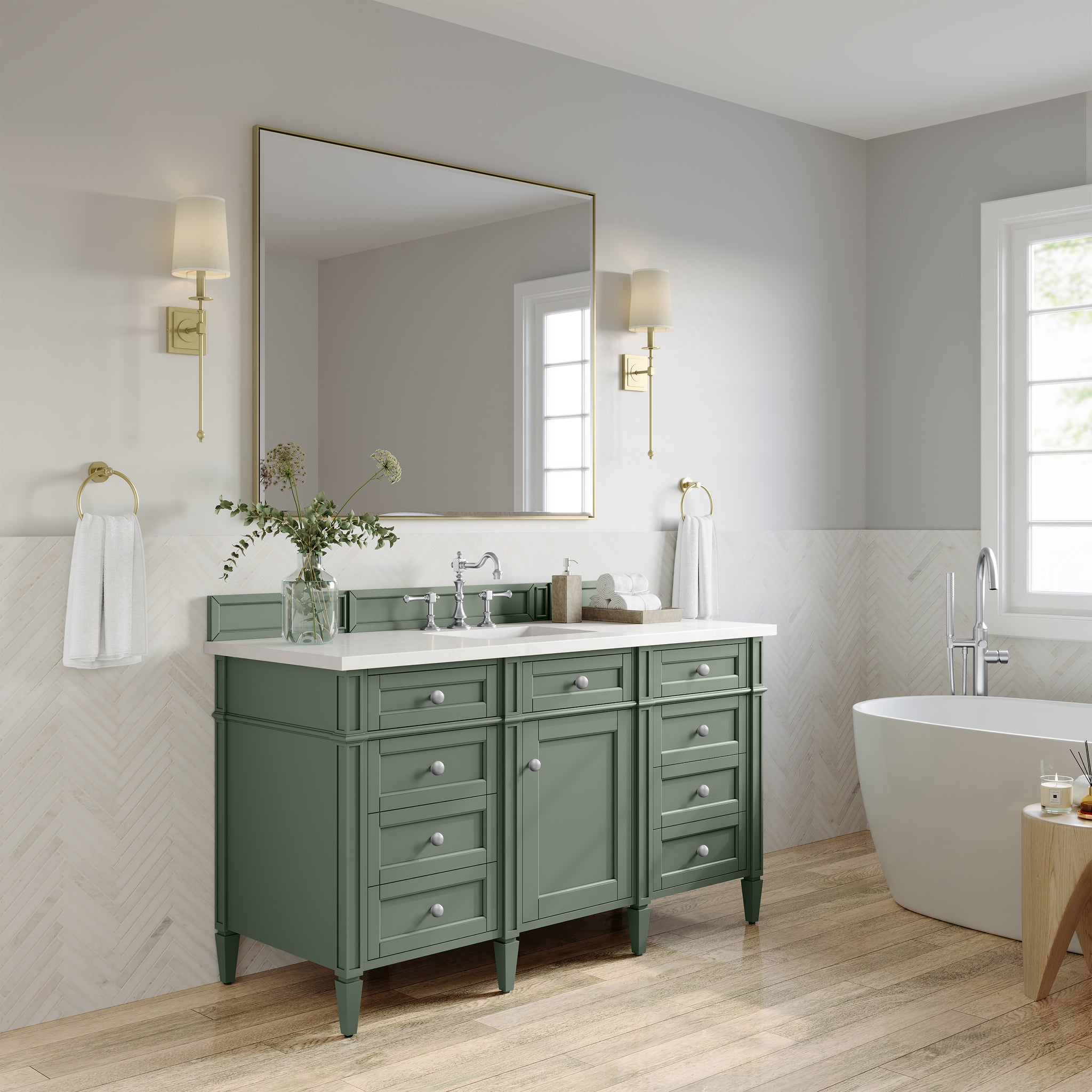James Martin Brittany 60" Single Bathroom Vanity, Smokey Celadon, view 37