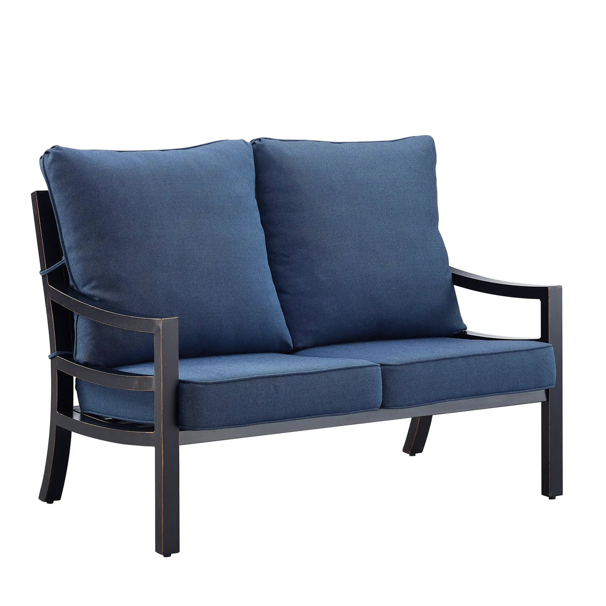Black Aluminum Deep Seating Loveseat with Cushions by Sharicks