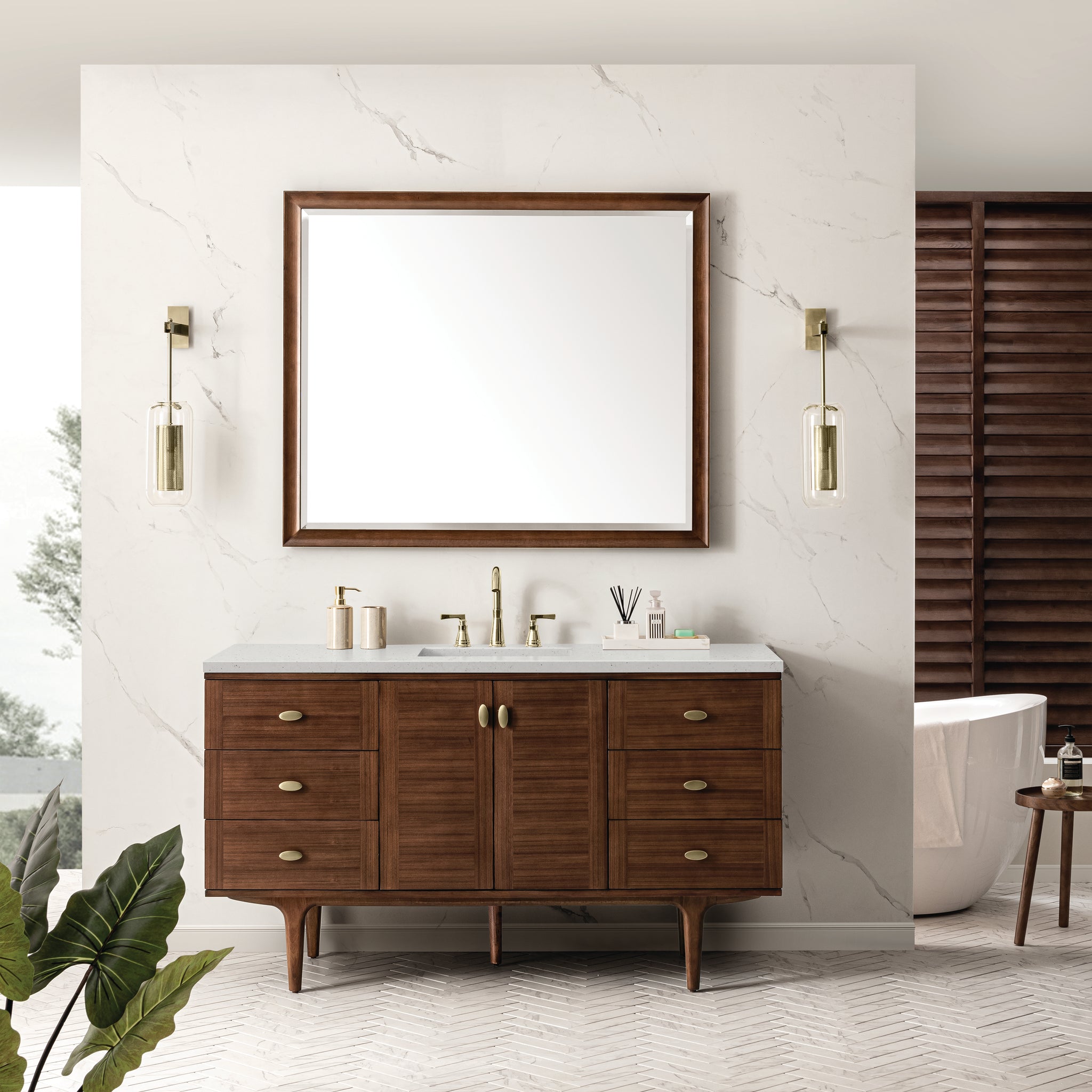 James Martin Amberly 60" Dual Mount Single Bathroom Vanity, Mid-Century Walnut, view 31