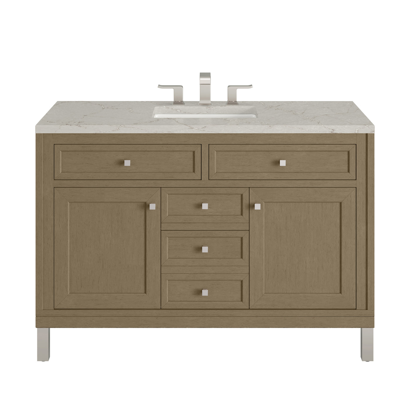 James Martin Chicago 48" Single Bathroom Vanity, Walnut Whisper with Victorian Silver countertop