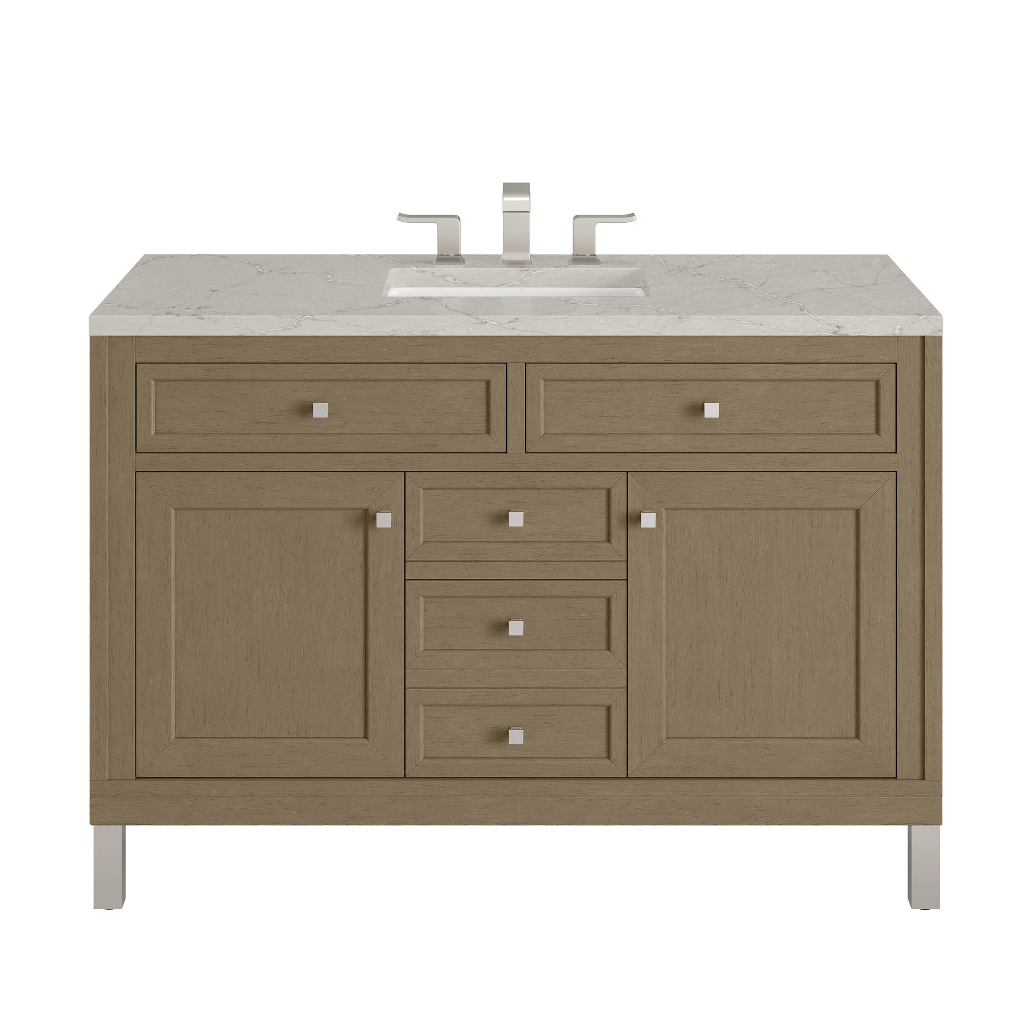 James Martin Chicago 48" Single Bathroom Vanity, Walnut Whisper with Victorian Silver countertop