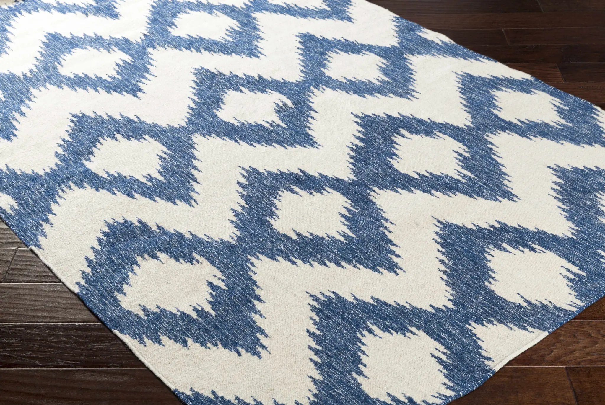 Oradell Blue Ikat Wool Rug - Clearance by Boutique Rugs