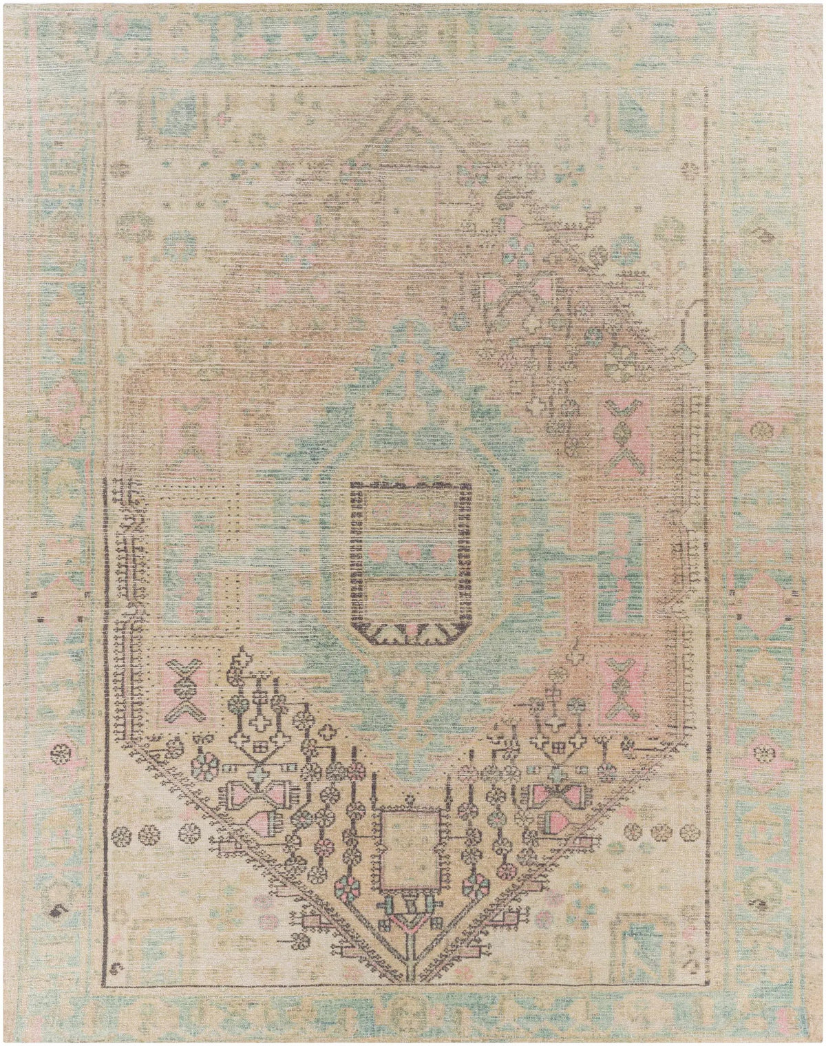 Rickinghall Peach&Sage Medallion Beige Rug - Clearance