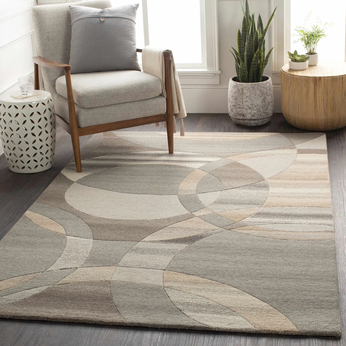 Rillton Modern Wool Rug, installed in a room