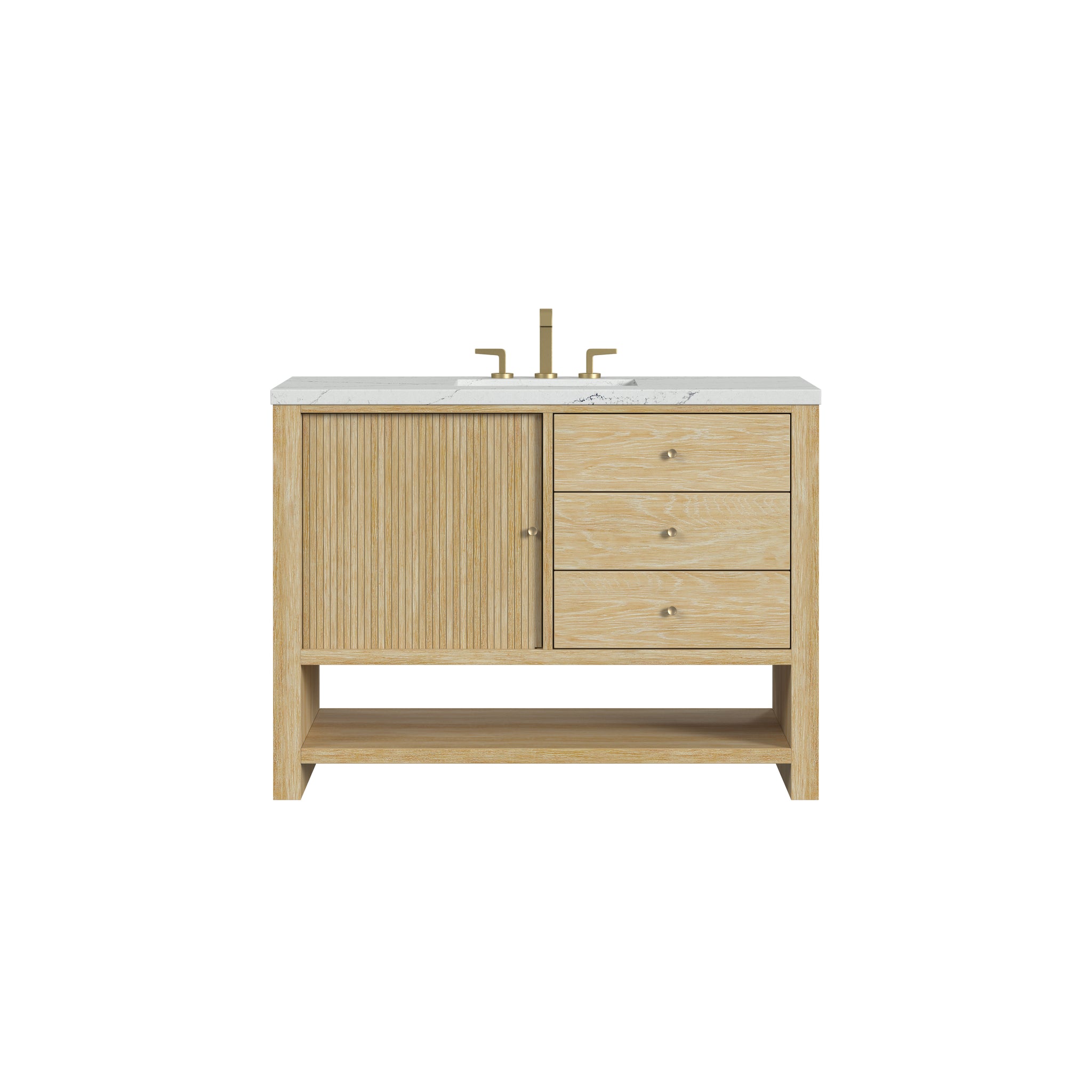 James Martin Marigot 48" Single Bathroom Vanity, Sunwashed Oak with Ethereal Noctis countertop