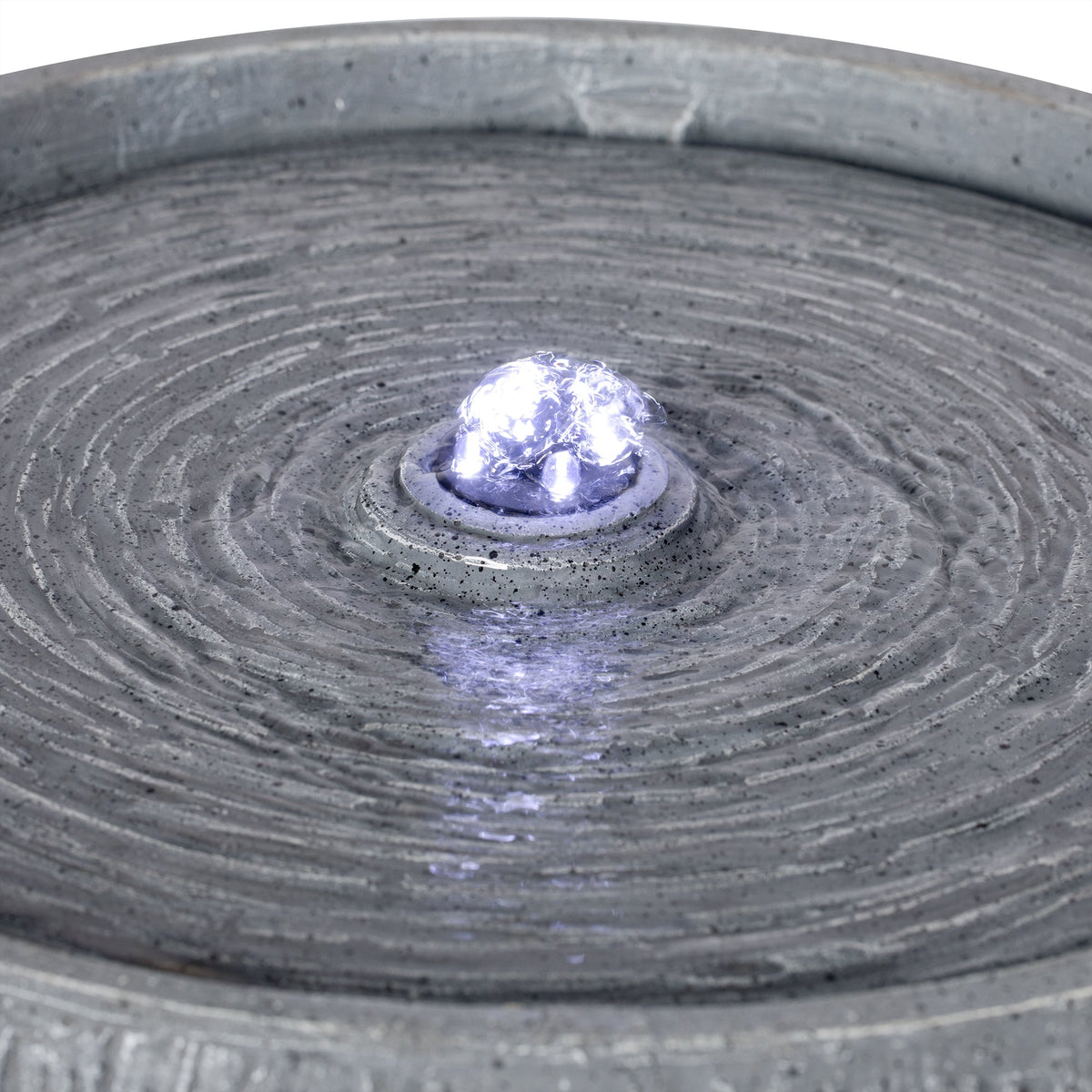 Resin Bubbler Fountain Outdoor Rippled Drum, close-up of the surface