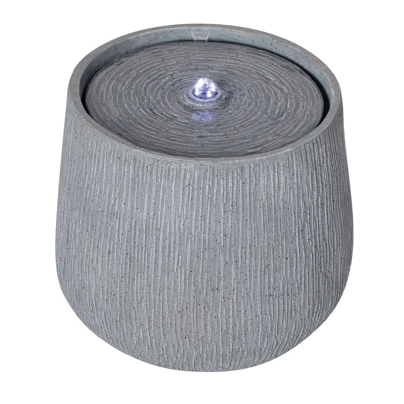 Resin Bubbler Fountain Outdoor Rippled Drum, side view