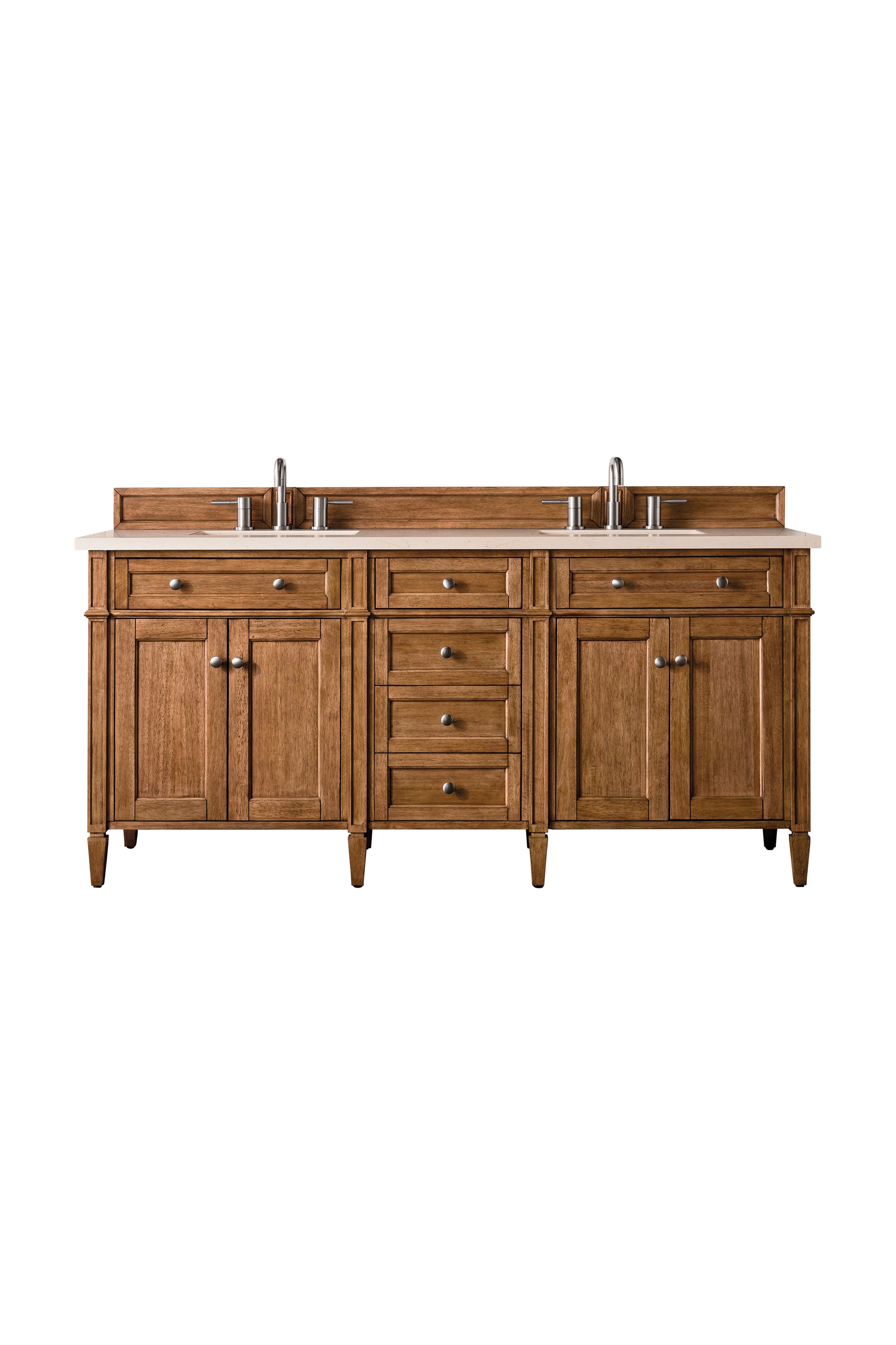 James Martin Brittany 72" Double Bathroom Vanity, Saddle Brown with Eternal Marfil countertop