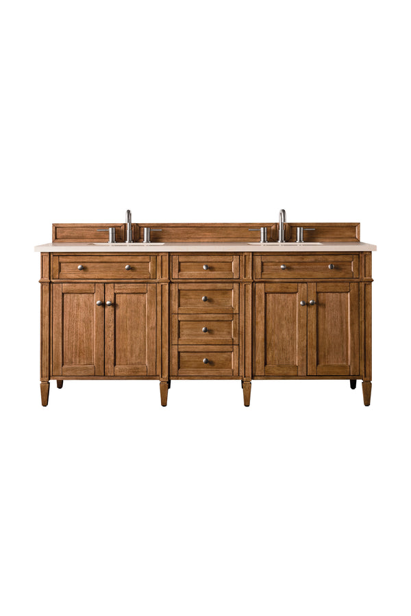 James Martin Brittany 72" Double Bathroom Vanity, Saddle Brown
