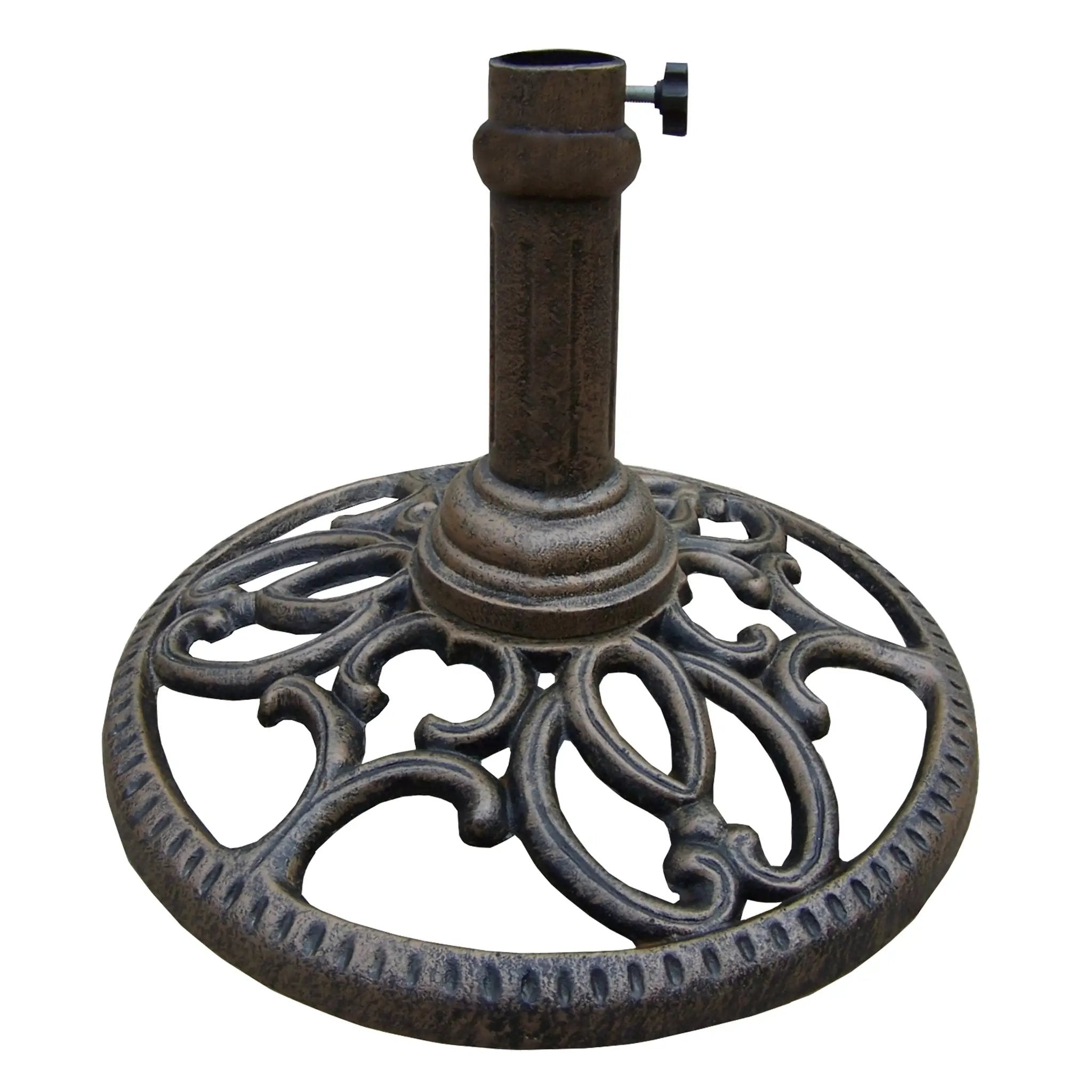 Antique Bronze 23 lbs Round Cast Iron Umbrella Stand Base Weight by Sharicks