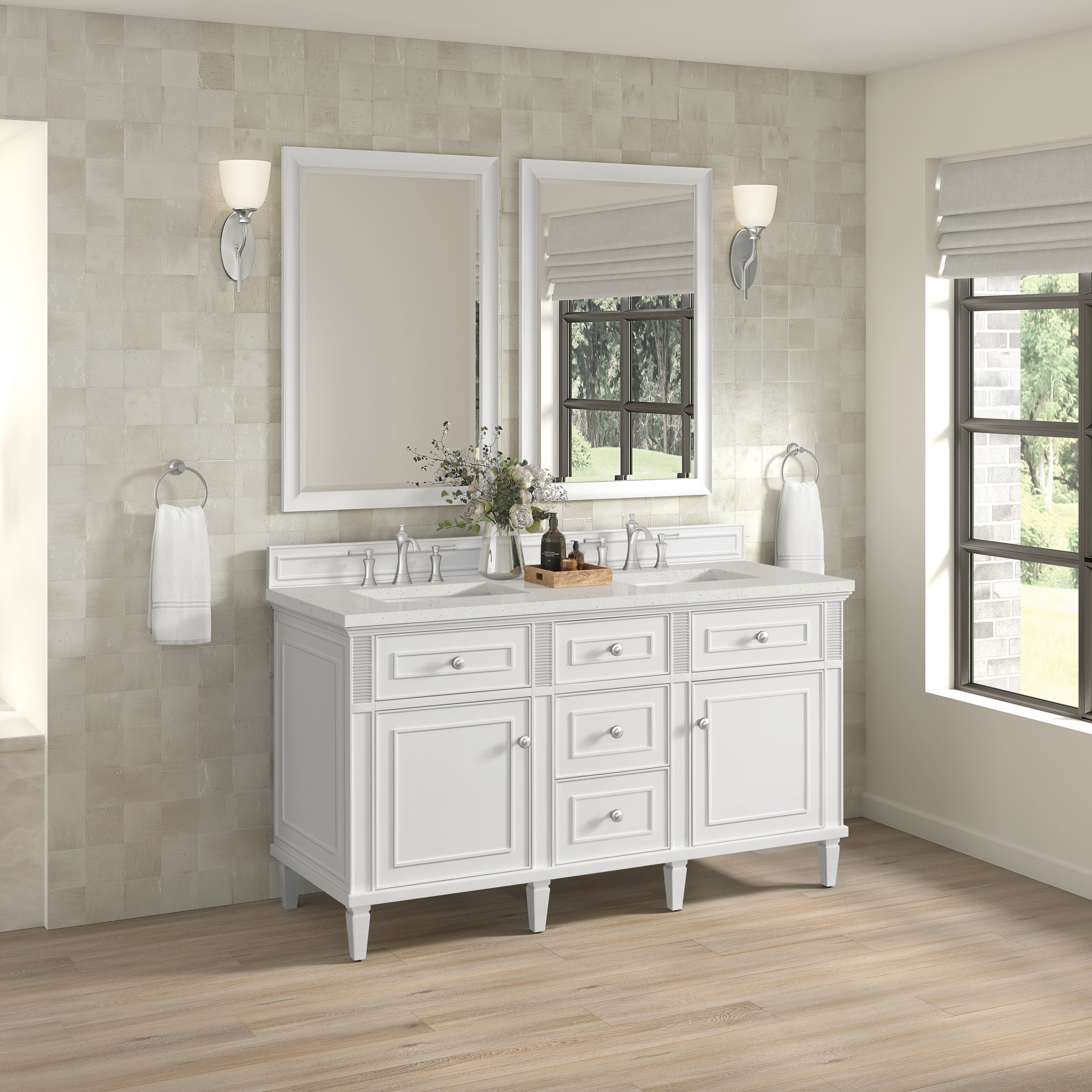James Martin Lorelai 60" Double Bathroom Vanity, Bright White, view 28