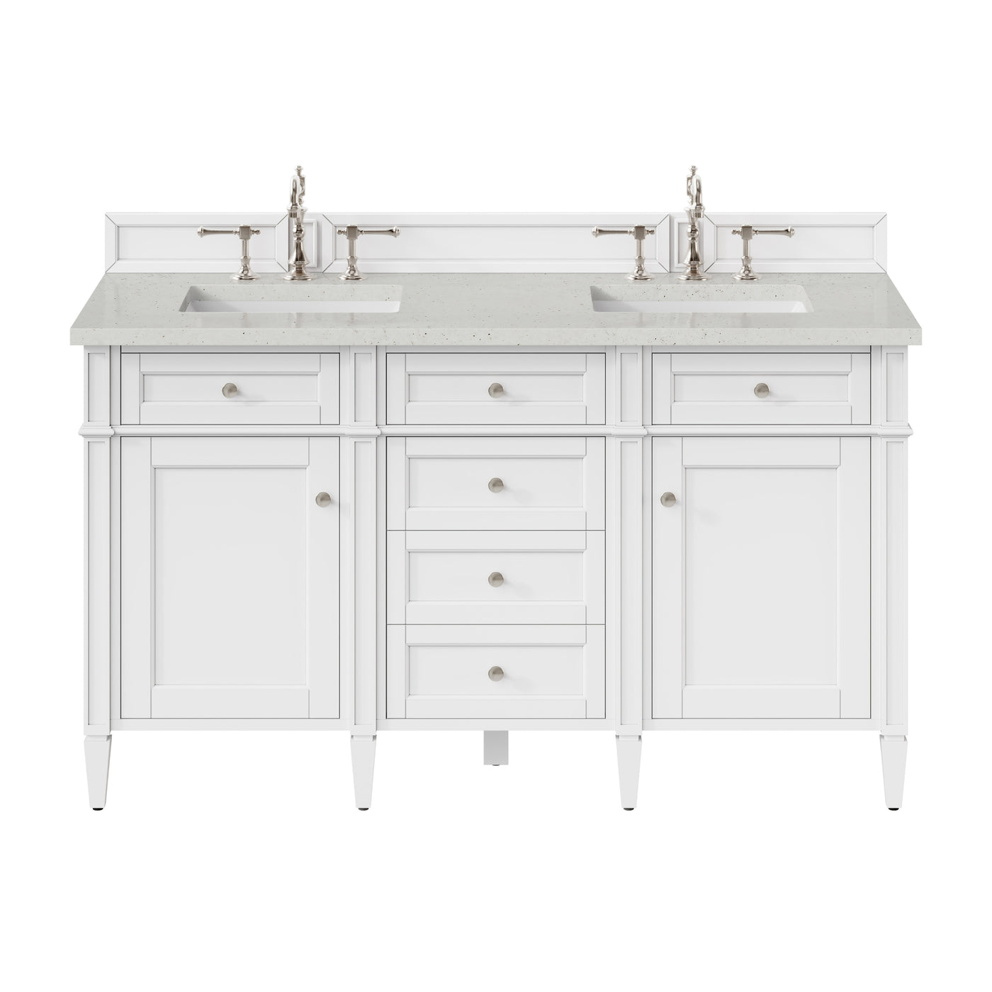 James Martin Brittany 60" Double Bathroom Vanity, Bright White with Lime Delight countertop