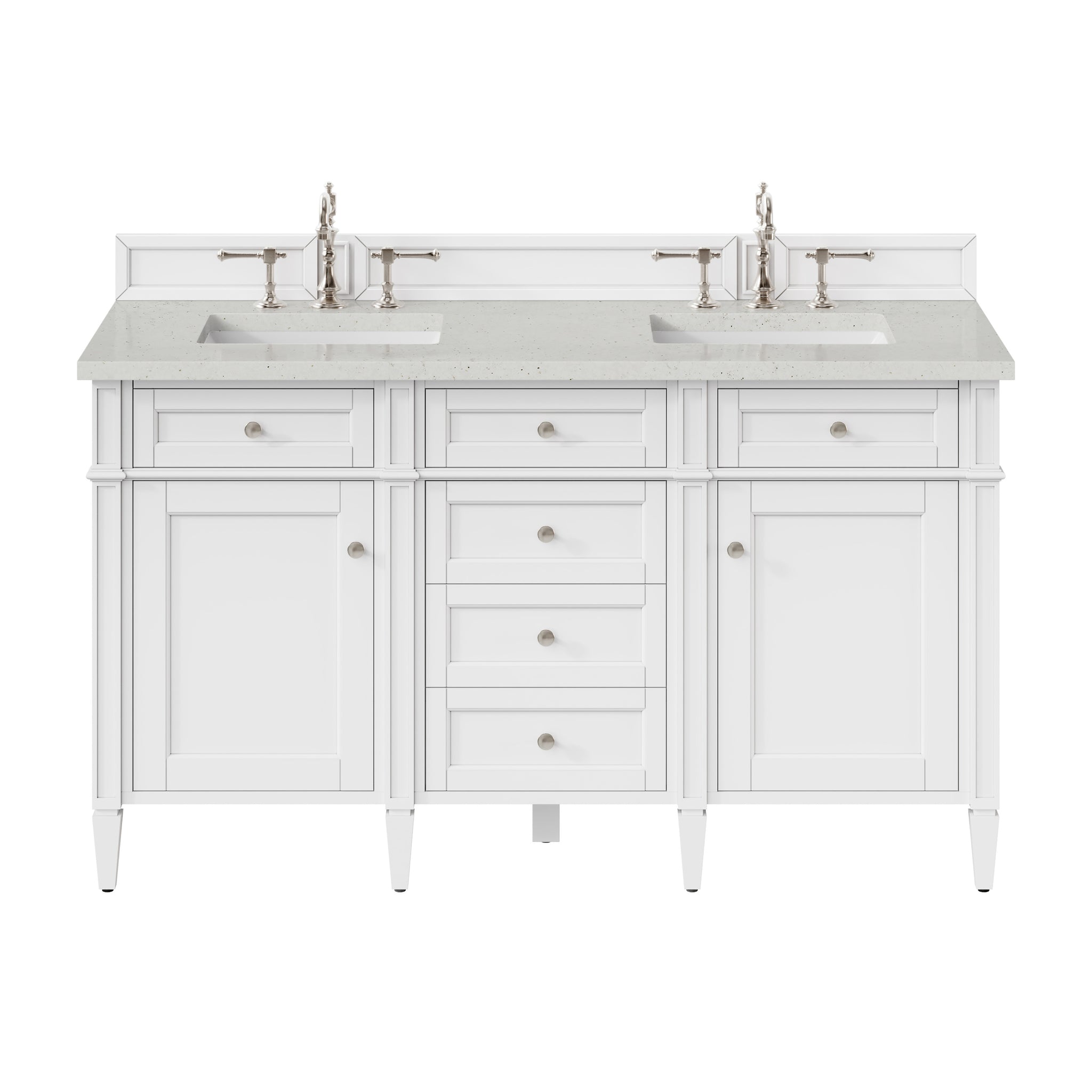 James Martin Brittany 60" Double Bathroom Vanity, Bright White with Lime Delight countertop
