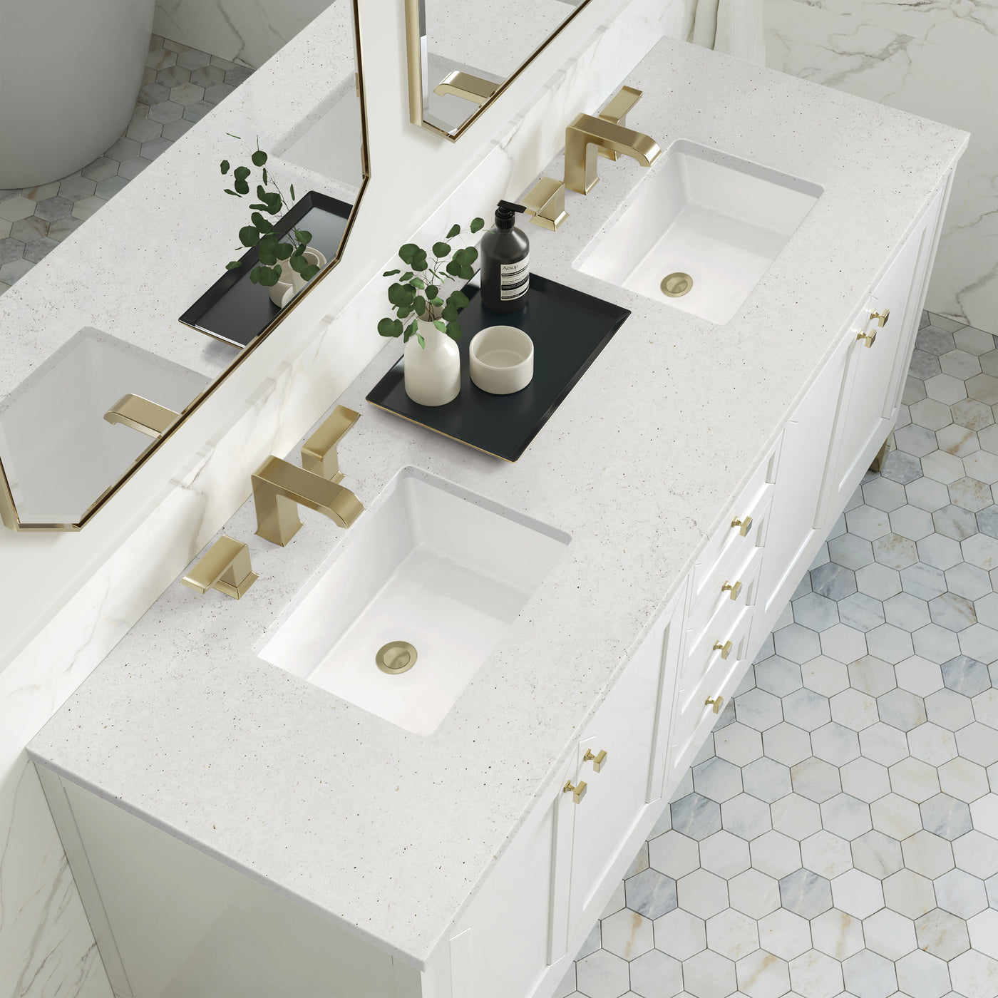 James Martin Chicago 72" Double Bathroom Vanity, Glossy White, view 32
