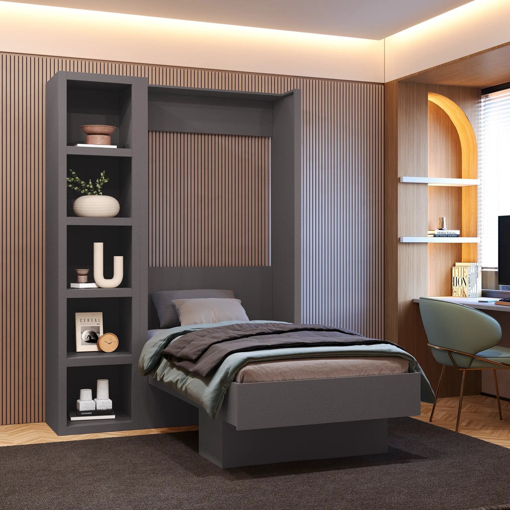 Dark Grey 85-in Tall Wooden Bookcase Shelf by Sharicks