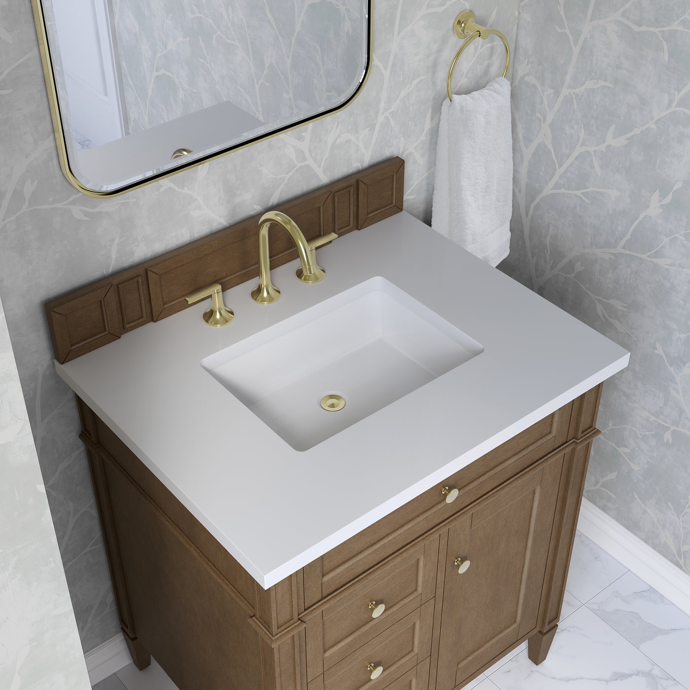 James Martin Brittany 30" Single Bathroom Vanity, Pecan, view 34