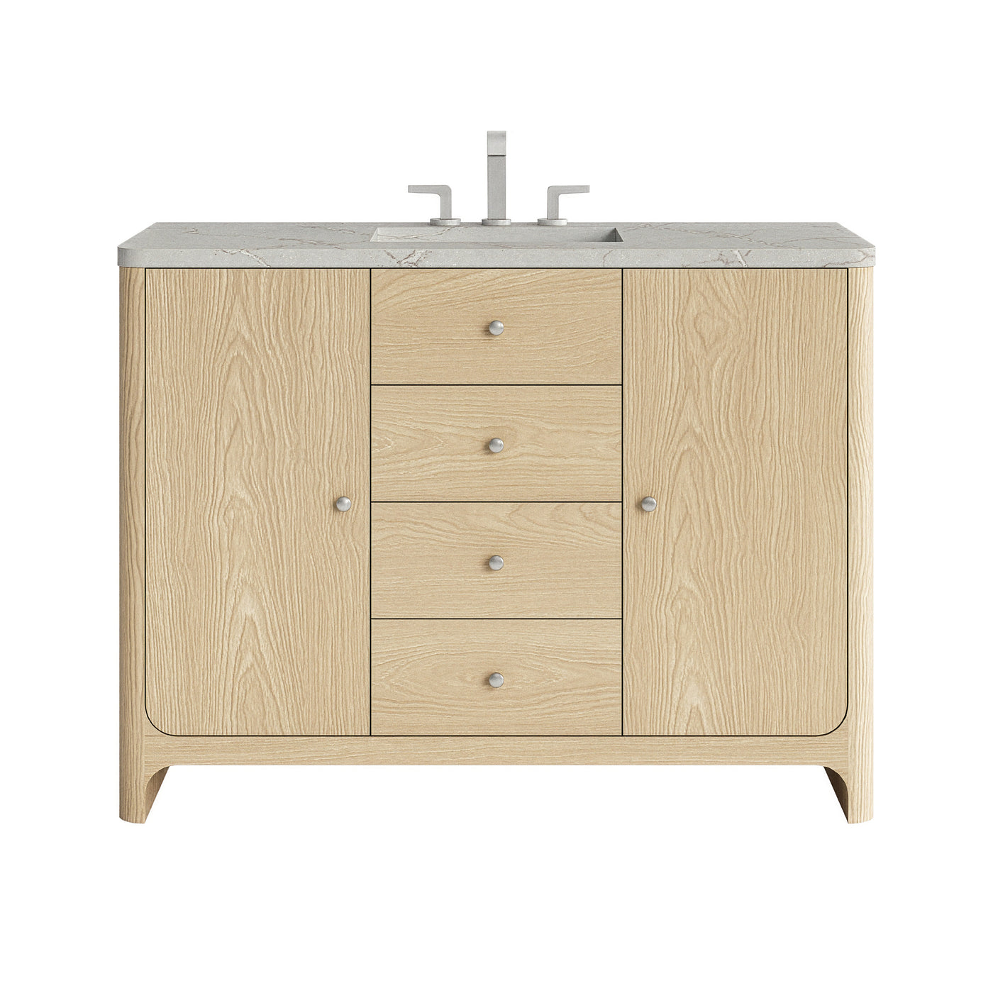 James Martin Gracyn 48" Single Bathroom Vanity, Coastal Driftwood with Victorian Silver (Quartz, Widespread) countertop