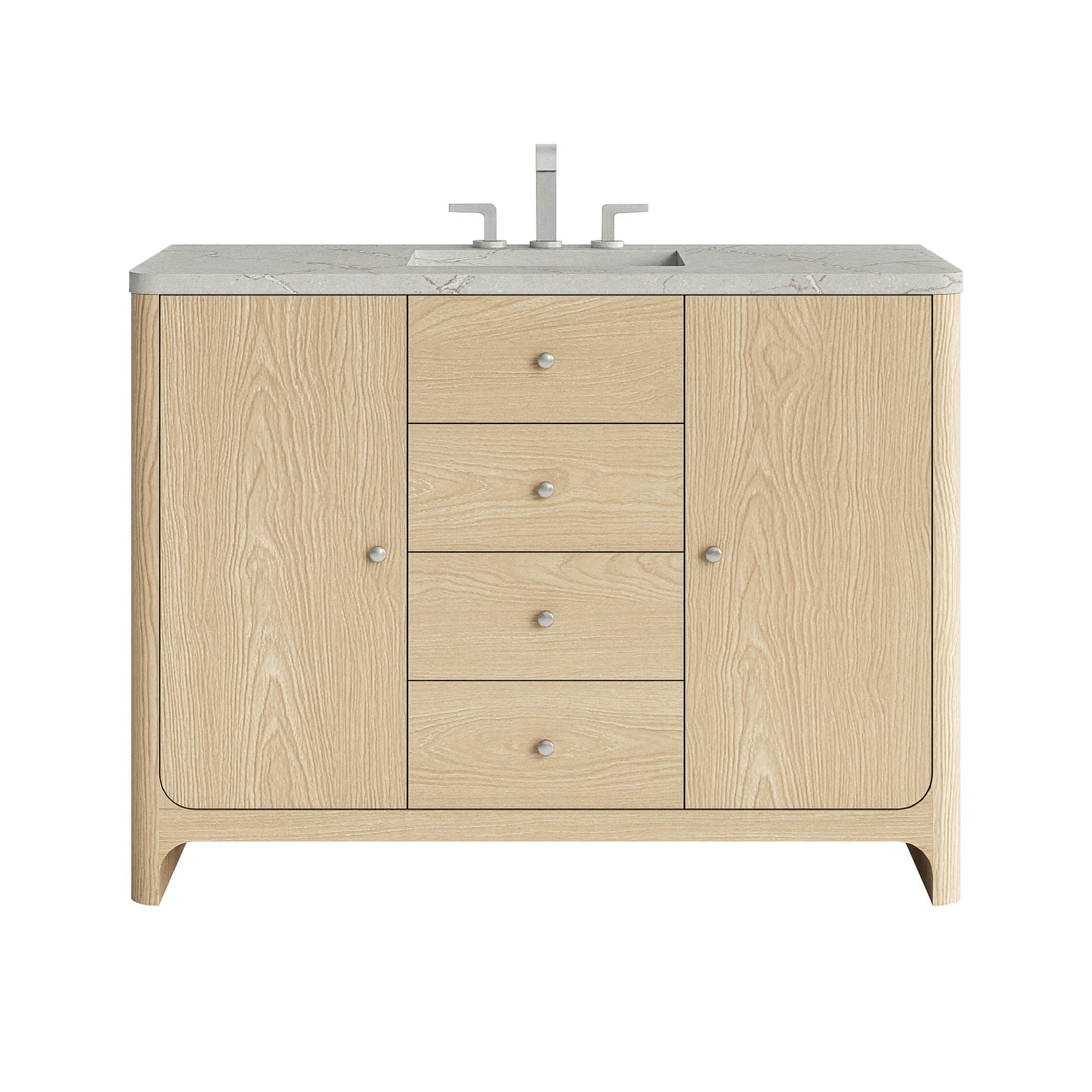 James Martin Gracyn 48" Single Bathroom Vanity, Coastal Driftwood with Victorian Silver (Quartz, Widespread) countertop