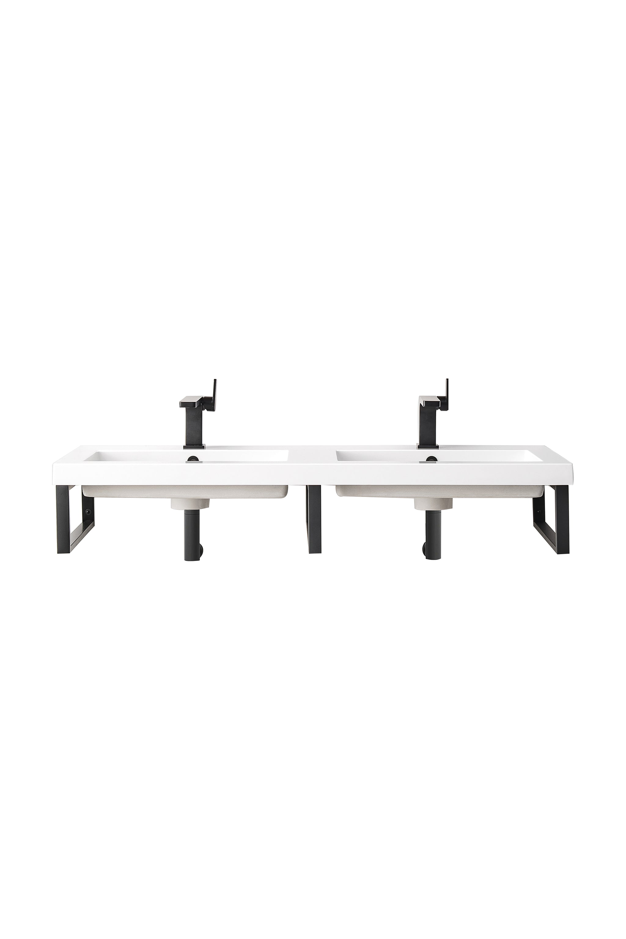 James Martin Boston 18" Floating Wall Bracket, Matte Black with White Glossy (47" Top) countertop