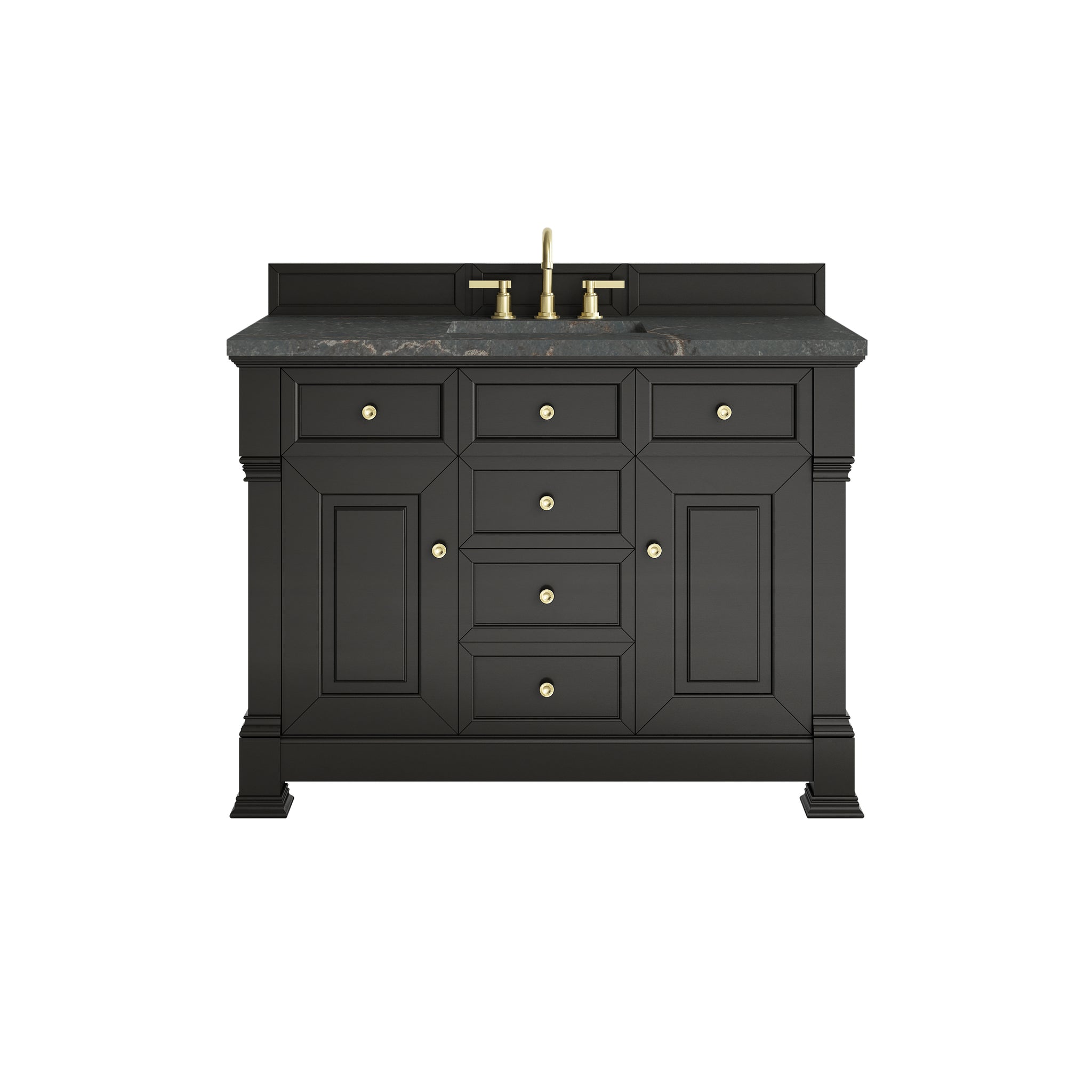 James Martin Brookfield 48" Single Bathroom Vanity, Black Onyx with Parisien Bleu countertop