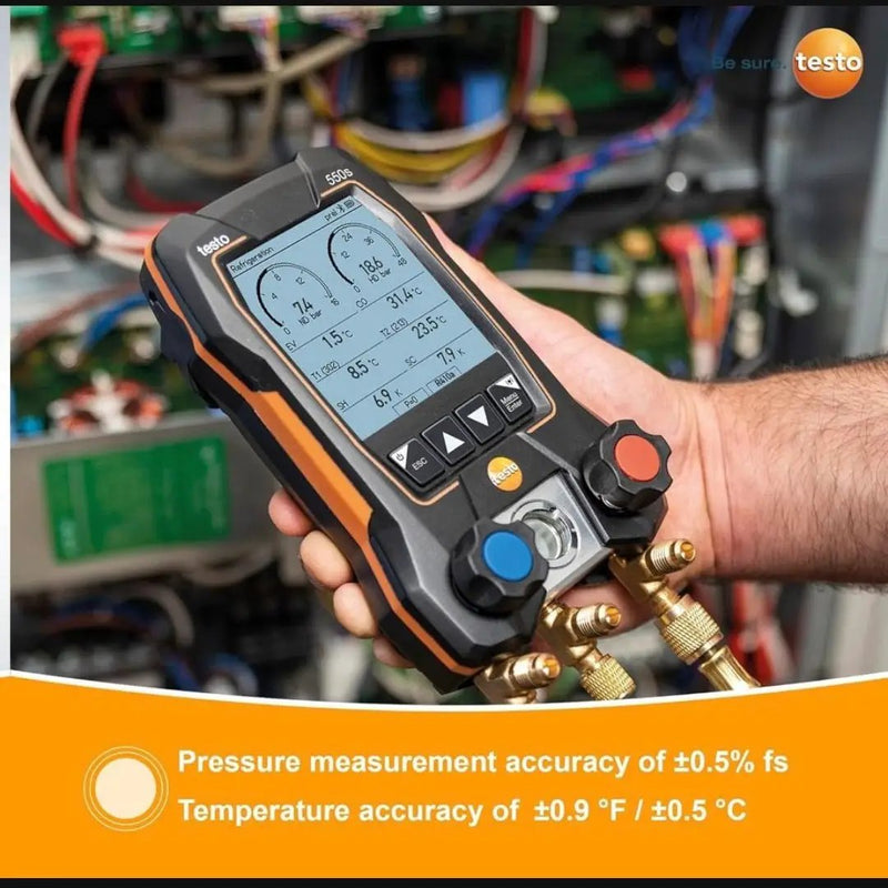 Open Box testo 550s AC Manifold Gauge Set - Manifold Gauges Hvac and Refrigeration - Incl. 2x testo 115i Pipe Clamp Thermometer, 1x testo 552i Micron by Selzalot