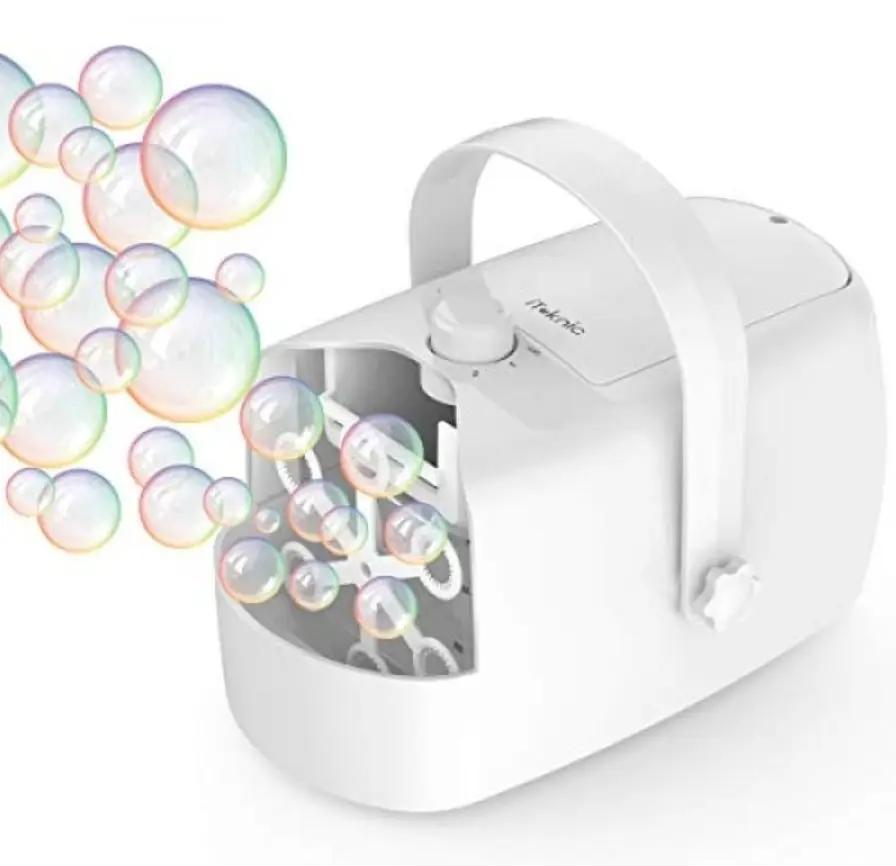Open Box iTeknic Bubble Machine, Automatic Bubble Blower, Portable Auto Bubble Maker with High Output for Outdoor/Indoor Use,Powered by Plug-in or Bat by Selzalot