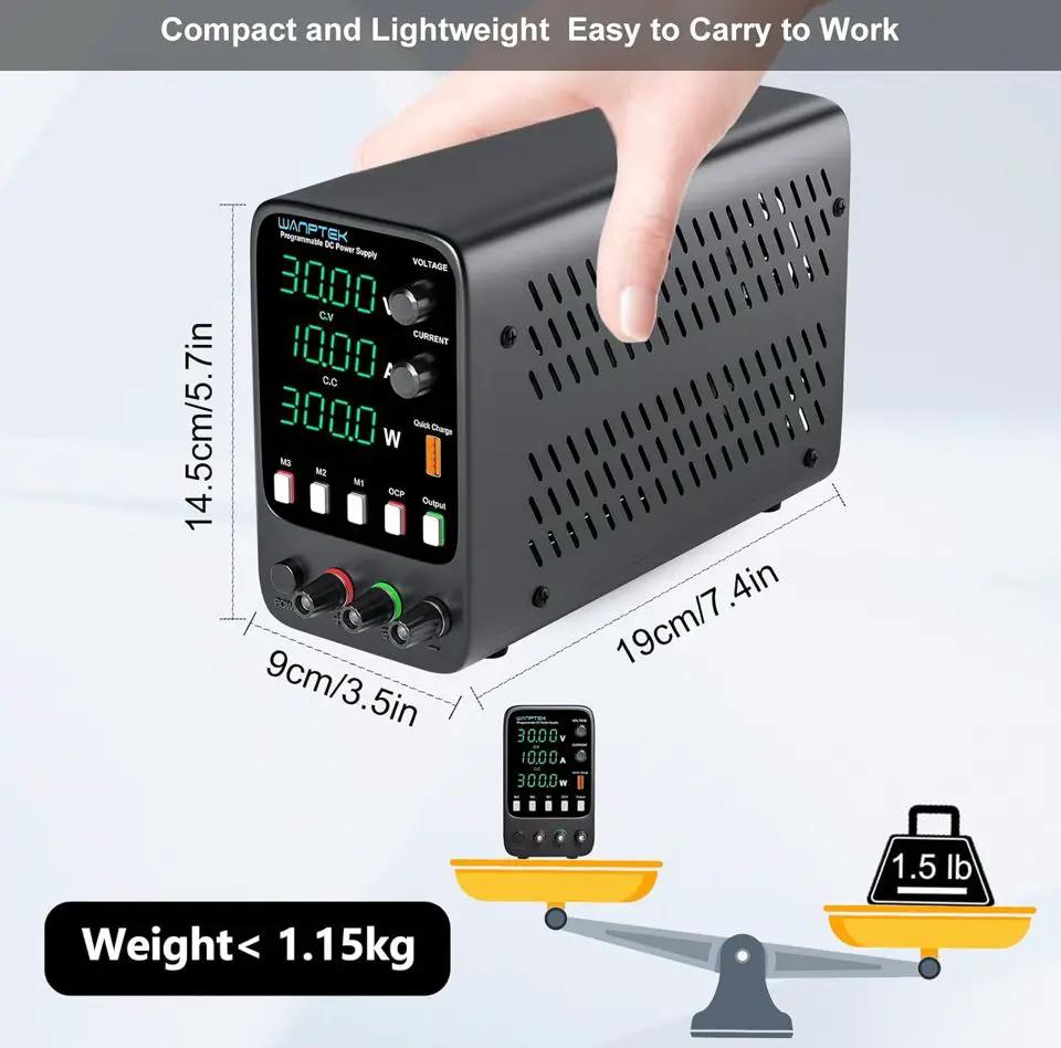 Open Box WANPTEK POWER DC Power Supply Variable 30V 10A Bench Power Supply with 3 Memory Storage, Adjustable Power Supply with Output Switch/OCP by Selzalot