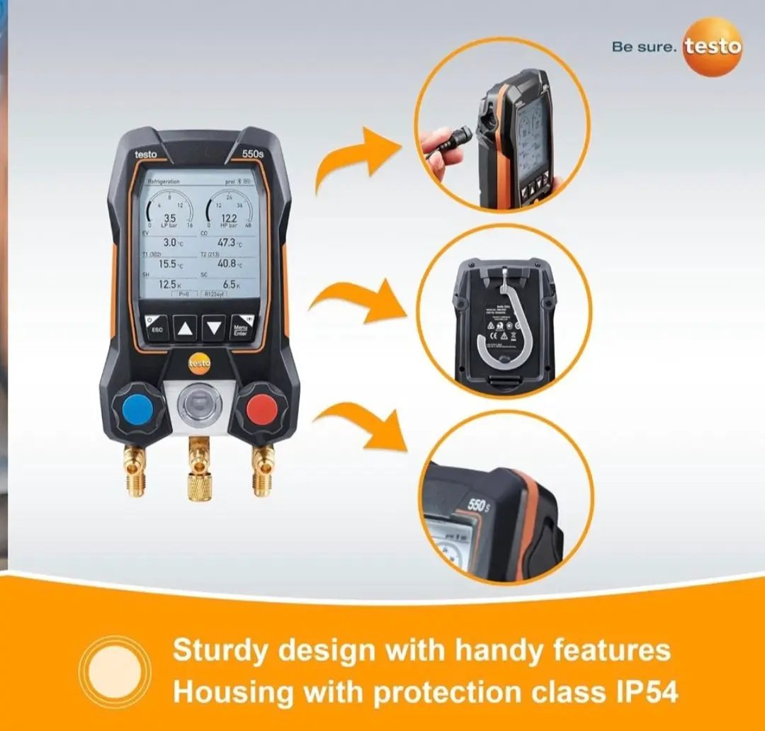 Open Box testo 550s AC Manifold Gauge Set - Manifold Gauges Hvac and Refrigeration - Incl. 2x testo 115i Pipe Clamp Thermometer, 1x testo 552i Micron by Selzalot