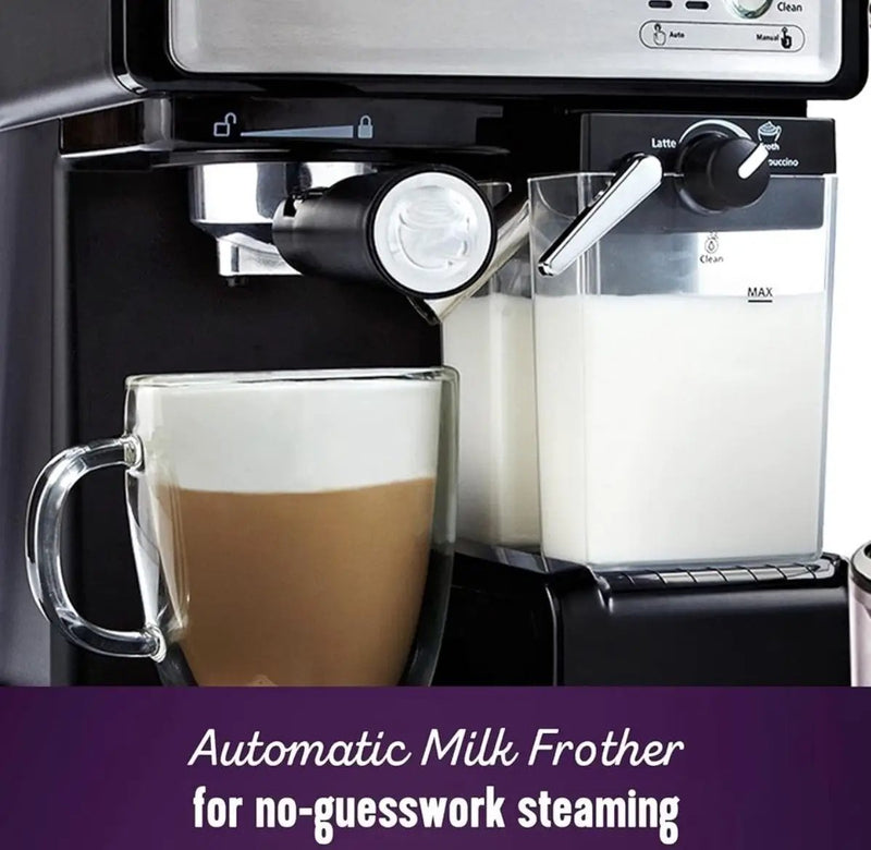 Used Mr. Coffee Espresso and Cappuccino Machine, Stainless Steel, Programmable Coffee Maker with Automatic Milk Frother, 15-Bar Pump, Ideal for Home B by Selzalot