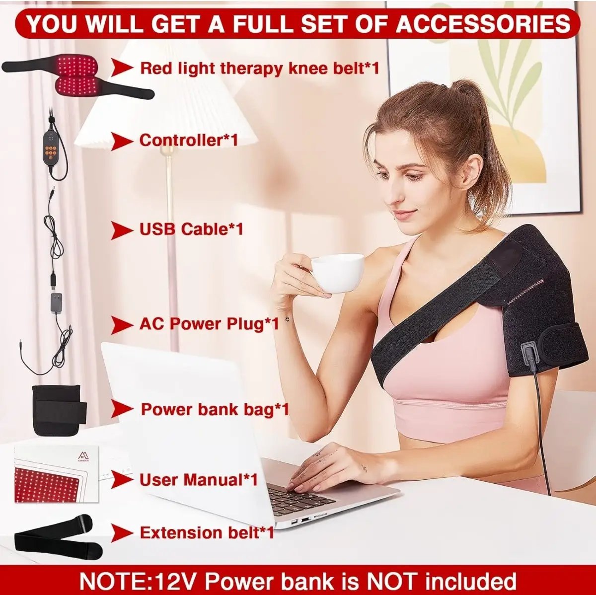 Open Box ALDIOUS Near Infrared & Red Light Device for Knee, 660nm & 850nm LED Red-Light-Therapy Knee Wrap, Wearable Redlight Knee Brace for Women Men by Selzalot