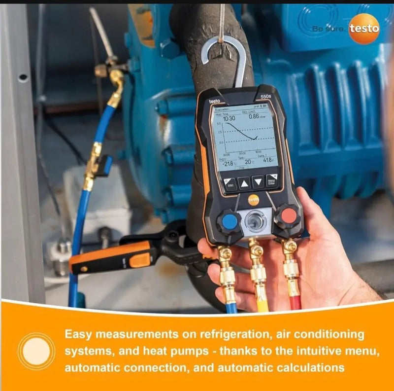 Open Box testo 550s AC Manifold Gauge Set - Manifold Gauges Hvac and Refrigeration - Incl. 2x testo 115i Pipe Clamp Thermometer, 1x testo 552i Micron by Selzalot