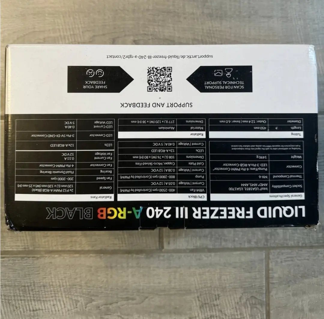 Open Box Arctic Liquid Freezer III 240 A-RGB Multi-Compatible - Black ACFRE00142A by Selzalot