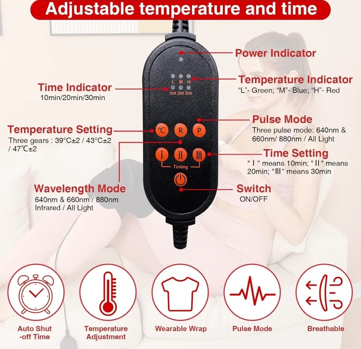 Open Box ALDIOUS Near Infrared & Red Light Device for Knee, 660nm & 850nm LED Red-Light-Therapy Knee Wrap, Wearable Redlight Knee Brace for Women Men by Selzalot