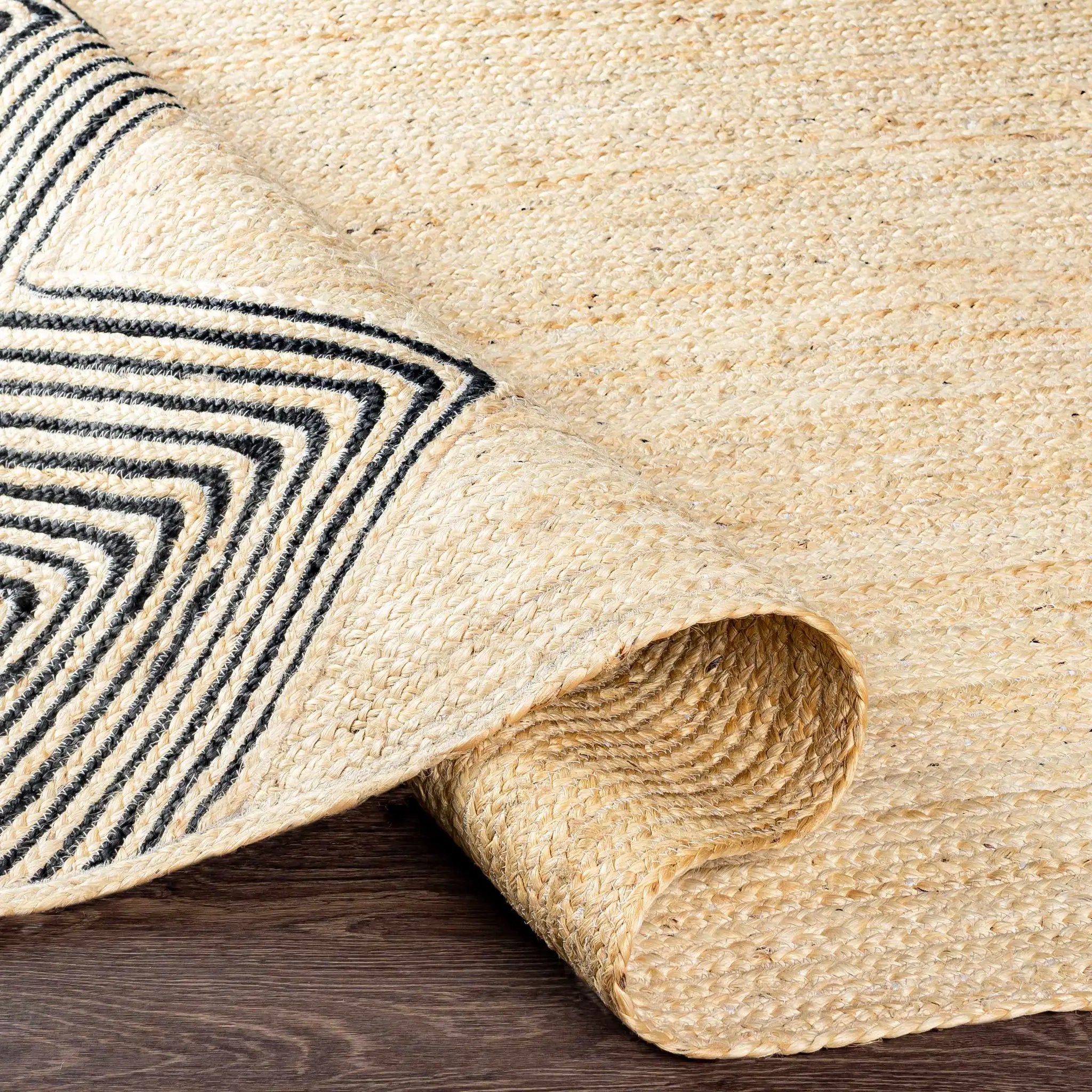 Light Beige Ringtead Jute Braided Carpet - Clearance by Boutique Rugs