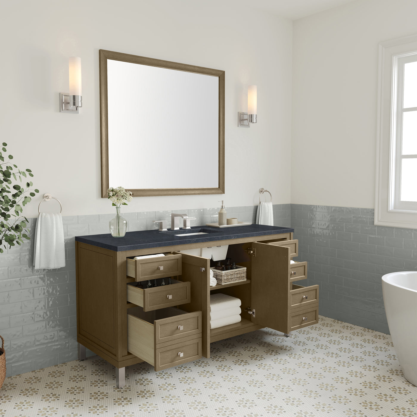 James Martin Chicago 60" Single Bathroom Vanity, Walnut Whisper, view 37