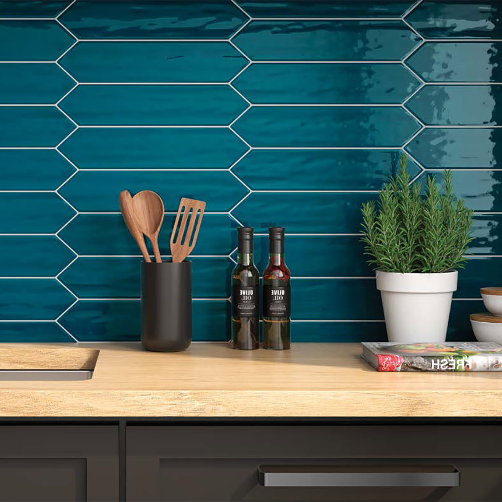 Roca Flow Peacock Green Polished Ceramic Tiles 3x12 Ceramic Polished 3x12 Tiles — 2