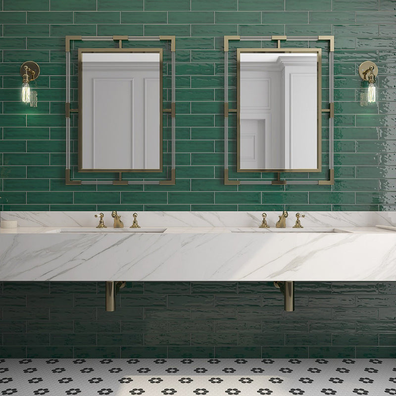 Roca Flow Peacock Green Polished Ceramic Tiles 3x12 Ceramic Polished 3x12 Tiles — 2