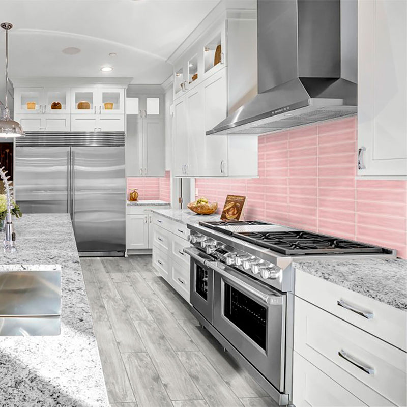 Roca Flow Velvet Pink Polished Ceramic Tiles 3x12 Ceramic Polished 3x12 Tiles — 6