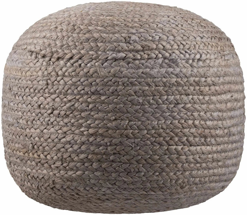 Rockaway Gray Knitted Jute Pouf by Boutique Rugs