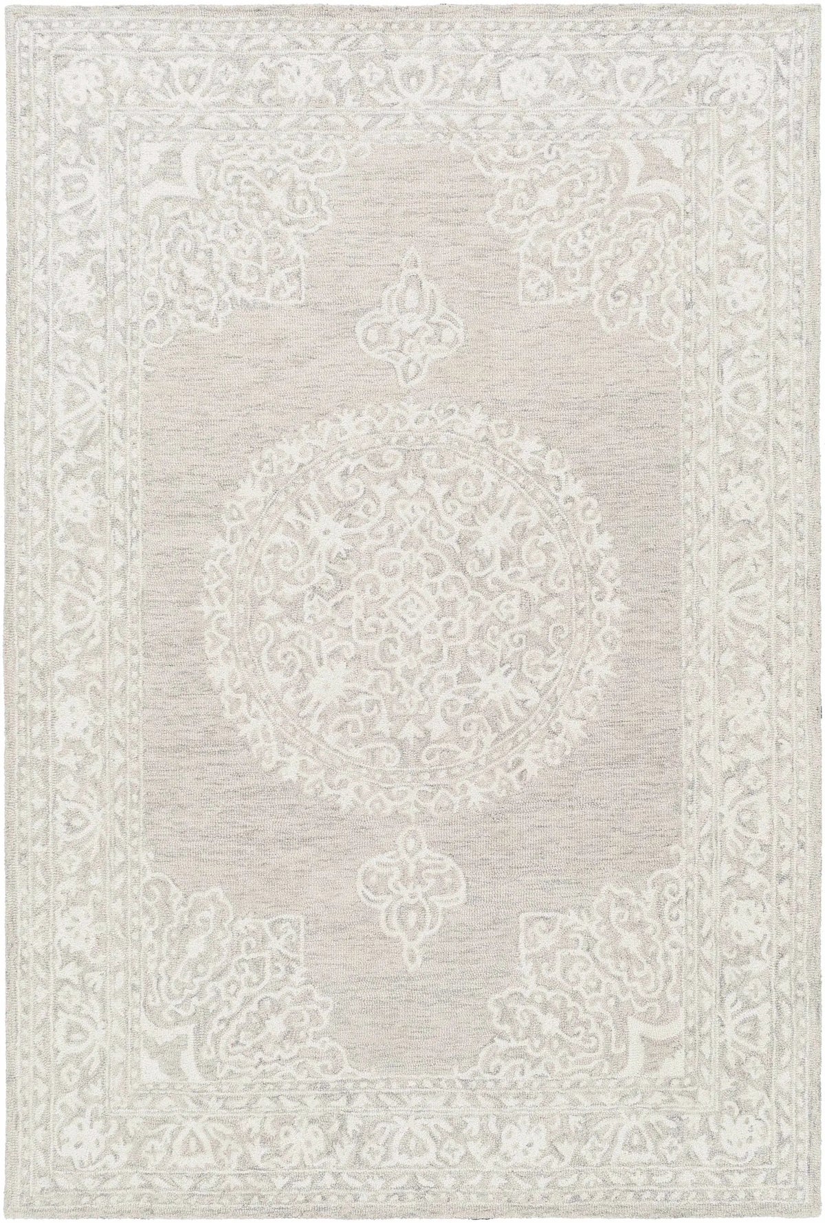 Roessleville Cream Wool Area Rug