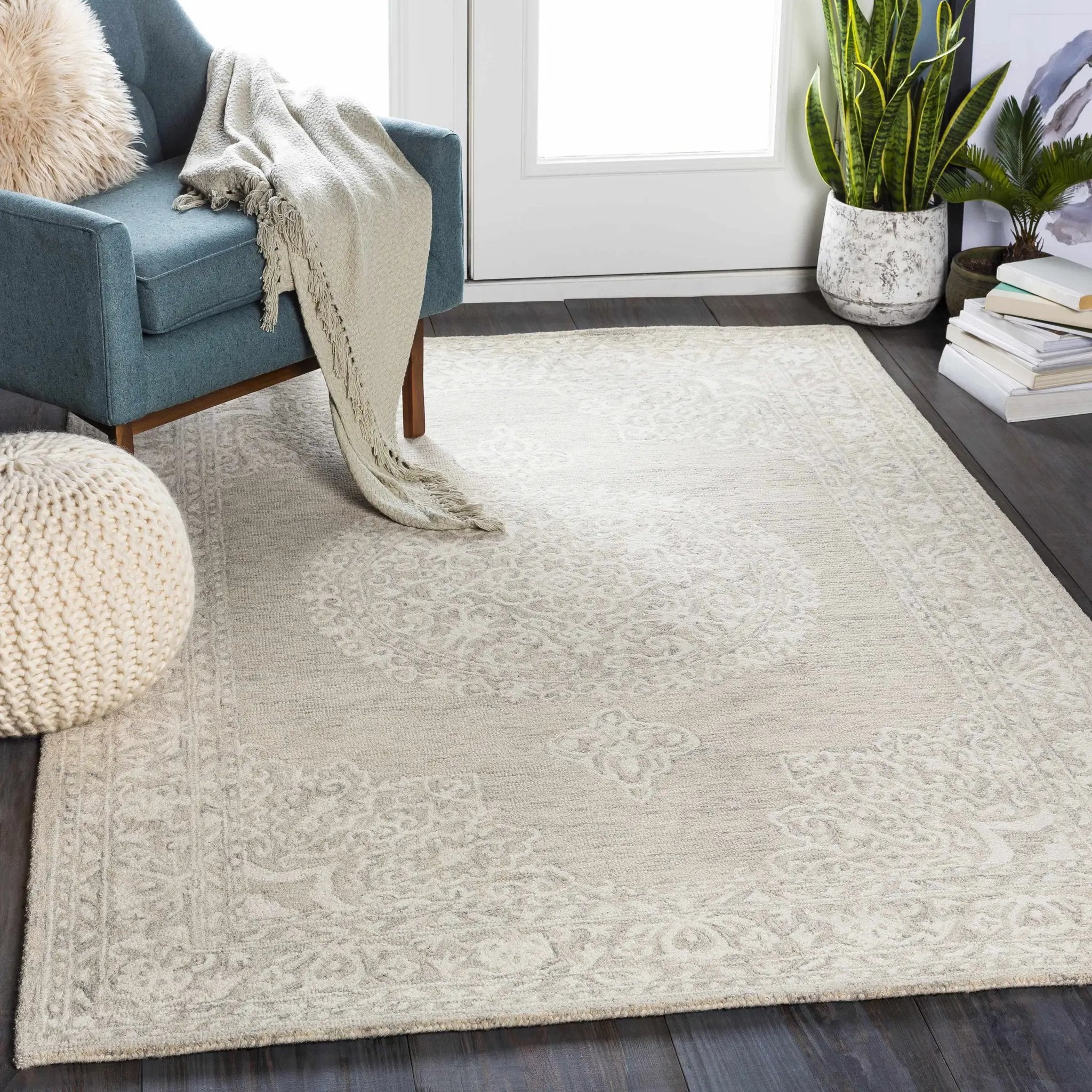 Roessleville Cream Wool Area Rug by Boutique Rugs
