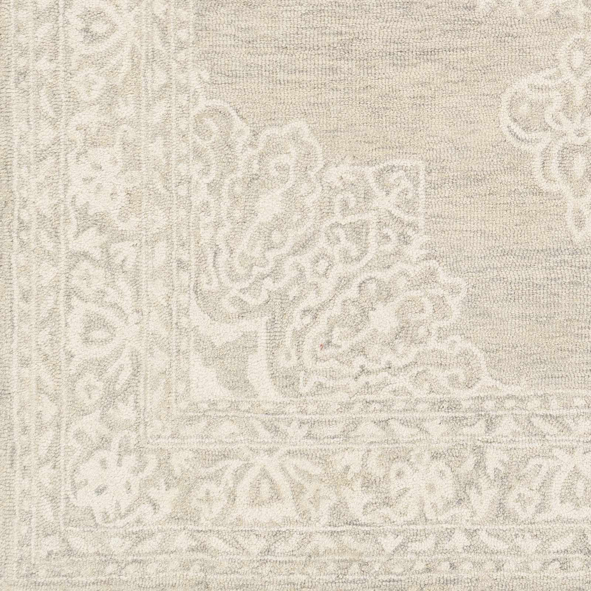 Roessleville Cream Wool Area Rug, sample swatch
