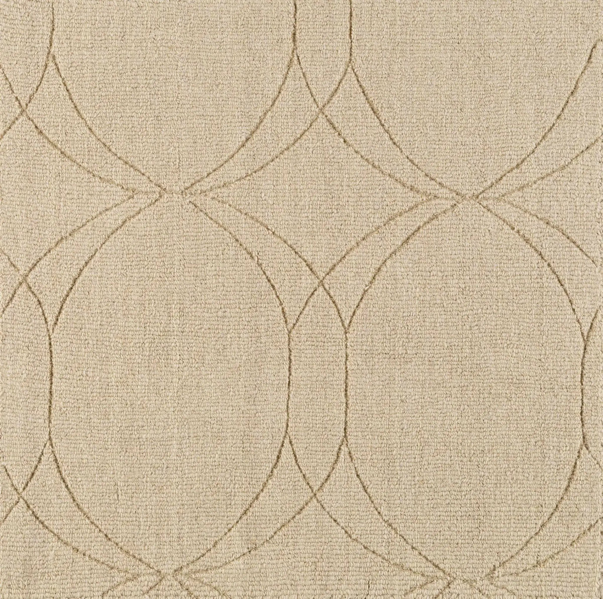 Rolfe Tan Circles Wool Rug - Clearance, sample swatch