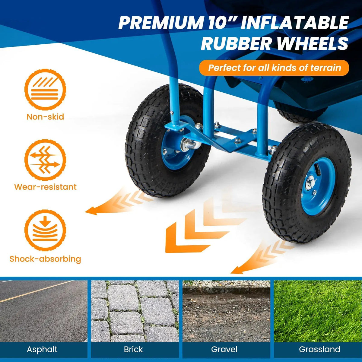 Rolling Garden Cart with Height Adjustable Swivel Seat and Storage Basket, photo 8 of 10