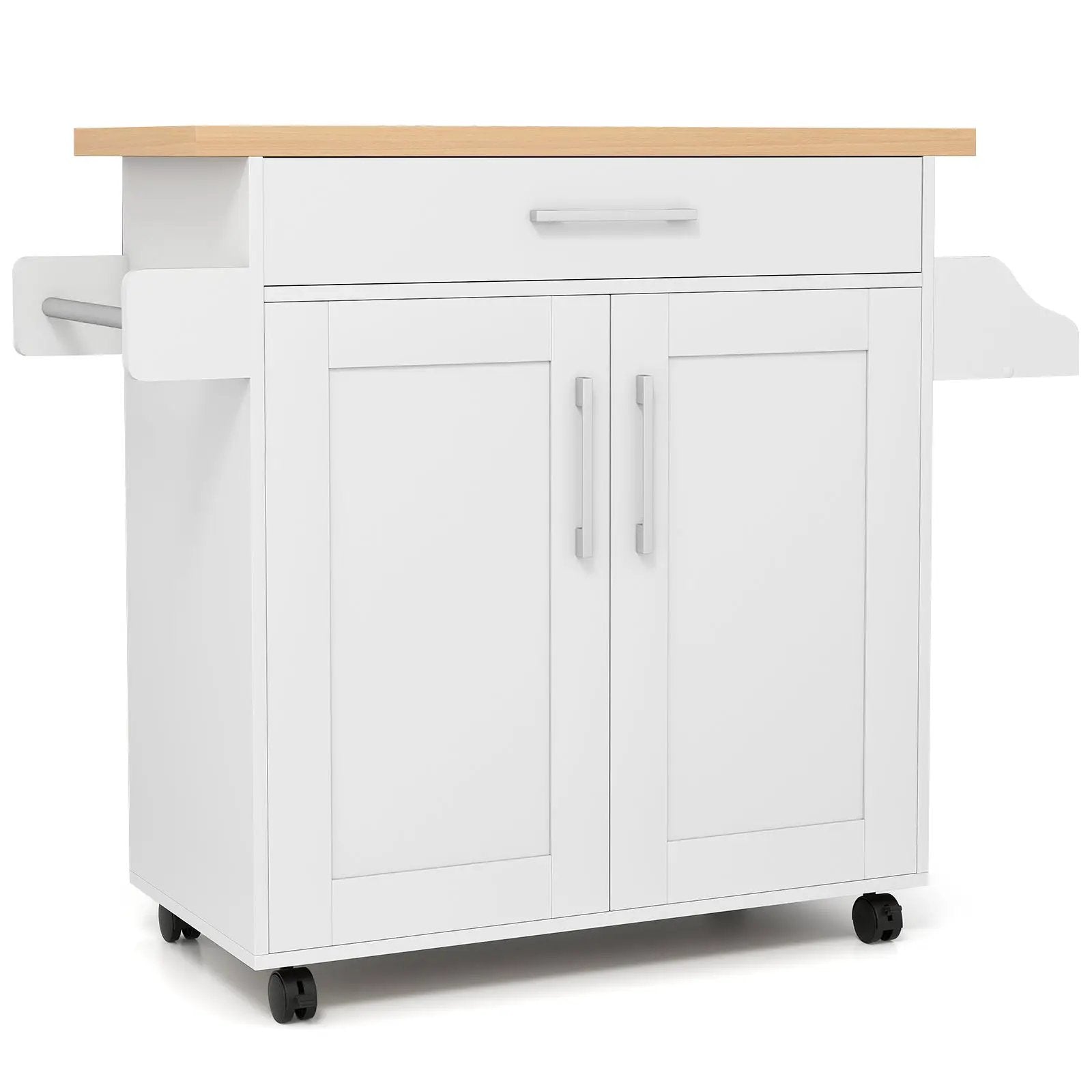 Rolling Kitchen Island Cart with Towel and Spice Rack by DirectDeals